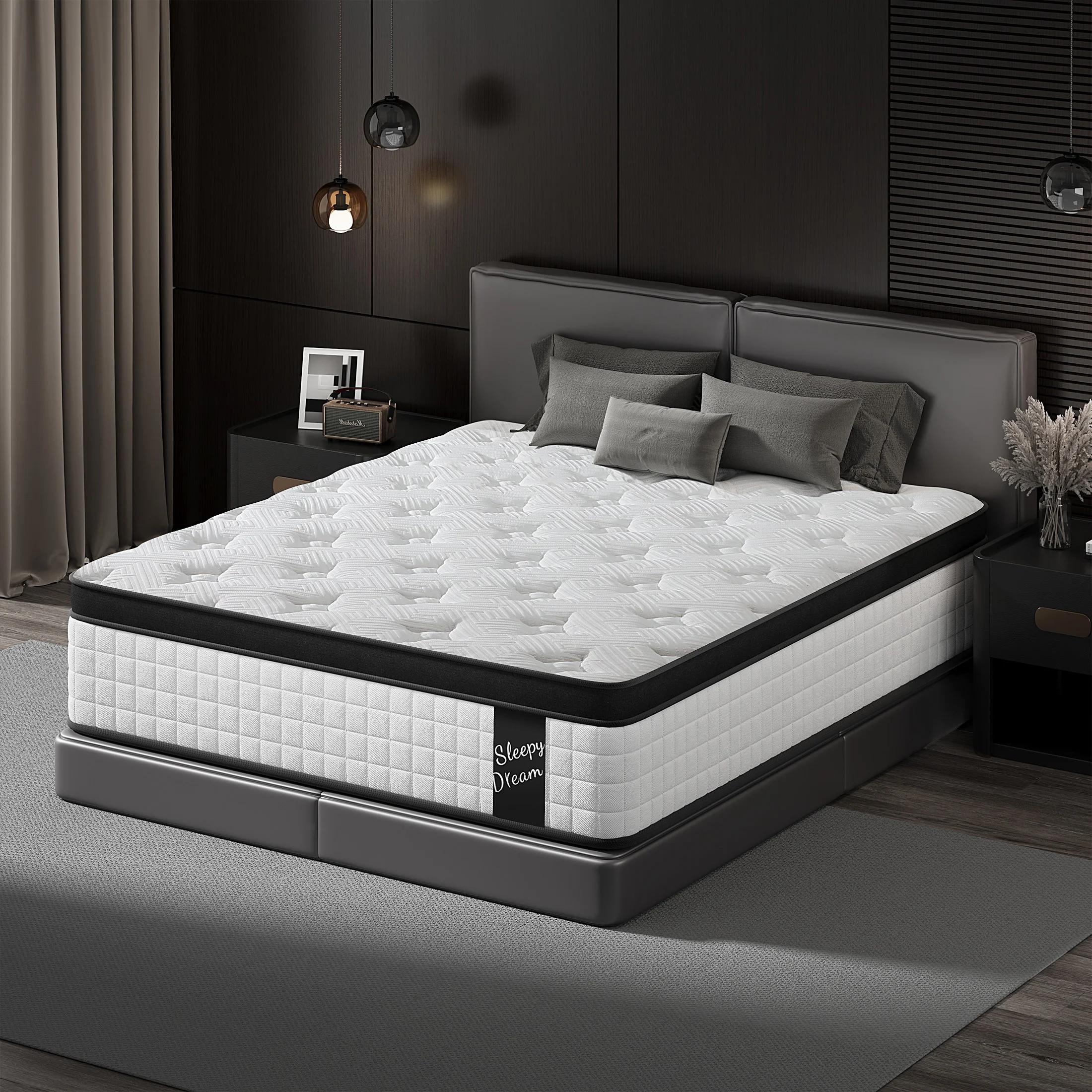 Queen Mattress 12 inch, UHOMEPRO Queen Size Mattress in a Box, Gel Memory Foam and Wrapped Pocket Hybrid Spring Mattress, Medium Firm, Zoned Pressure Relief, Enhanced Edge Support, CertiPUR-US