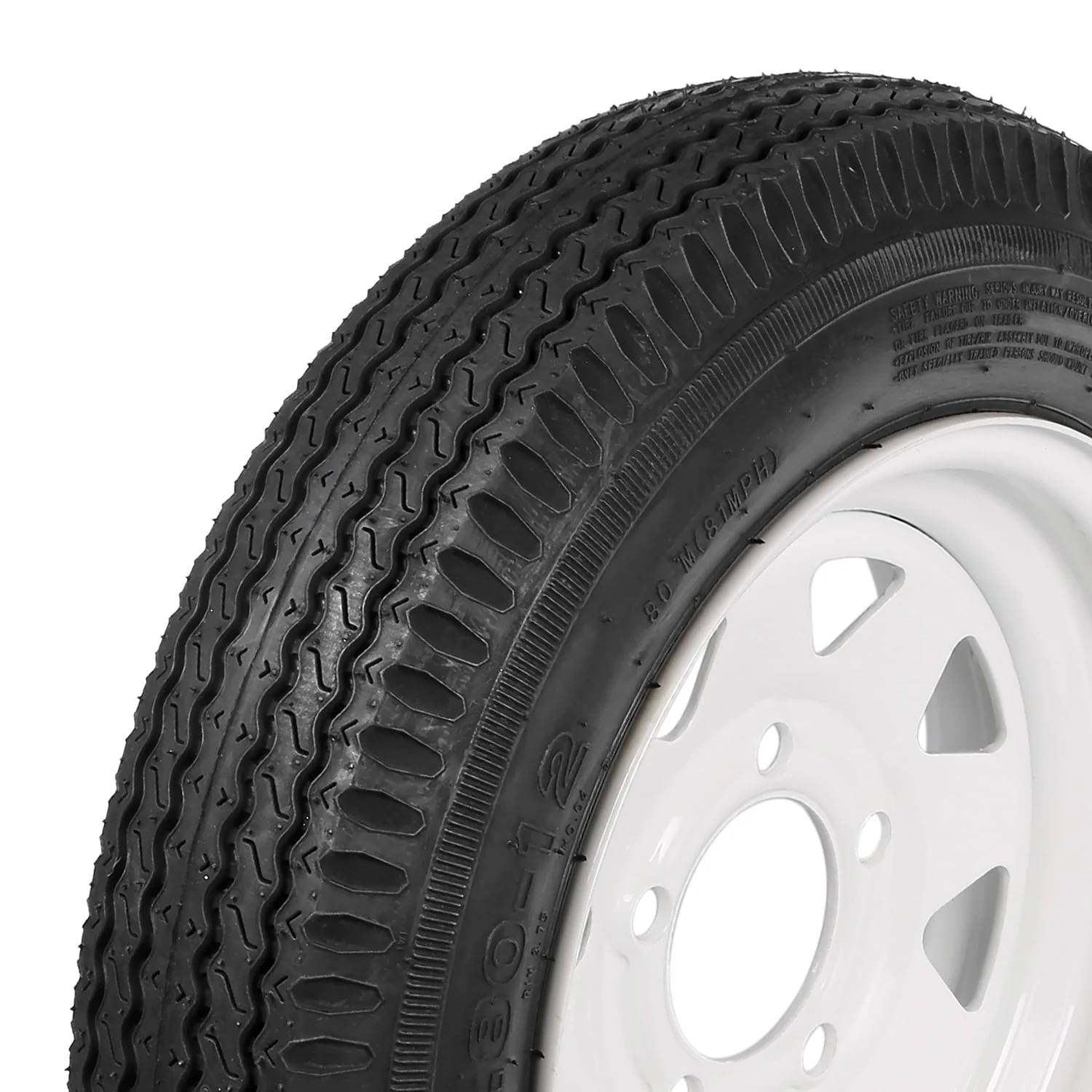 1AutoDepot 4.80-12 4.80x12 480-12 4.8-12 Trailer Tires with Rims, 5 Lug 6PR Load Range C, Set of 2