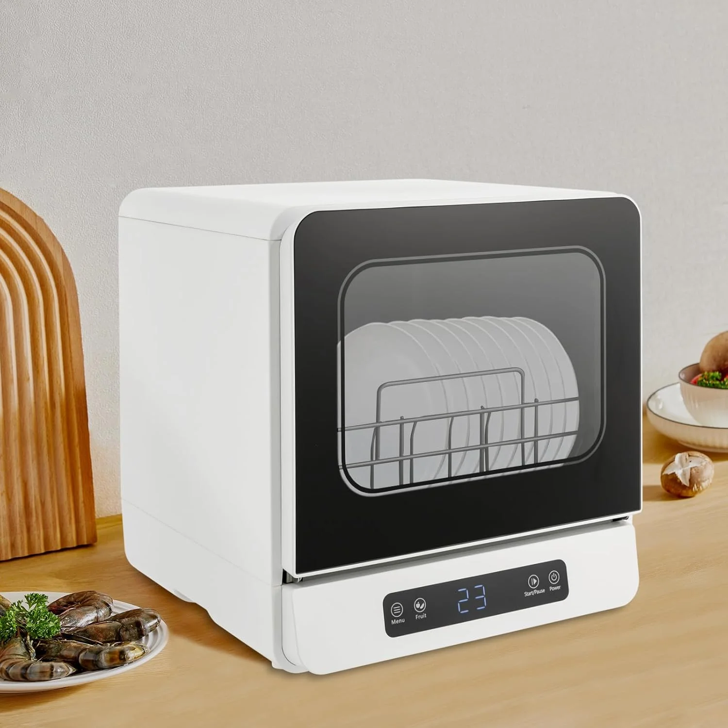 3-in-1 Countertop Dishwasher with 5 Washing Modes, Portable Mini Compact Dishwashers with Digital Control Panel, 590W, 16.14 * 16.54 * 17.09 in, ABS