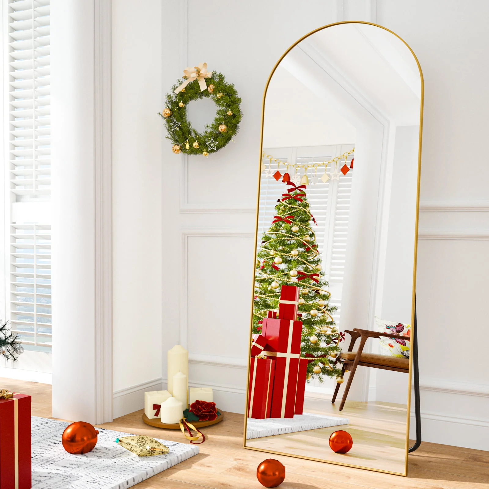 BEAUTYPEAK Arched Full Length Floor Mirror 64