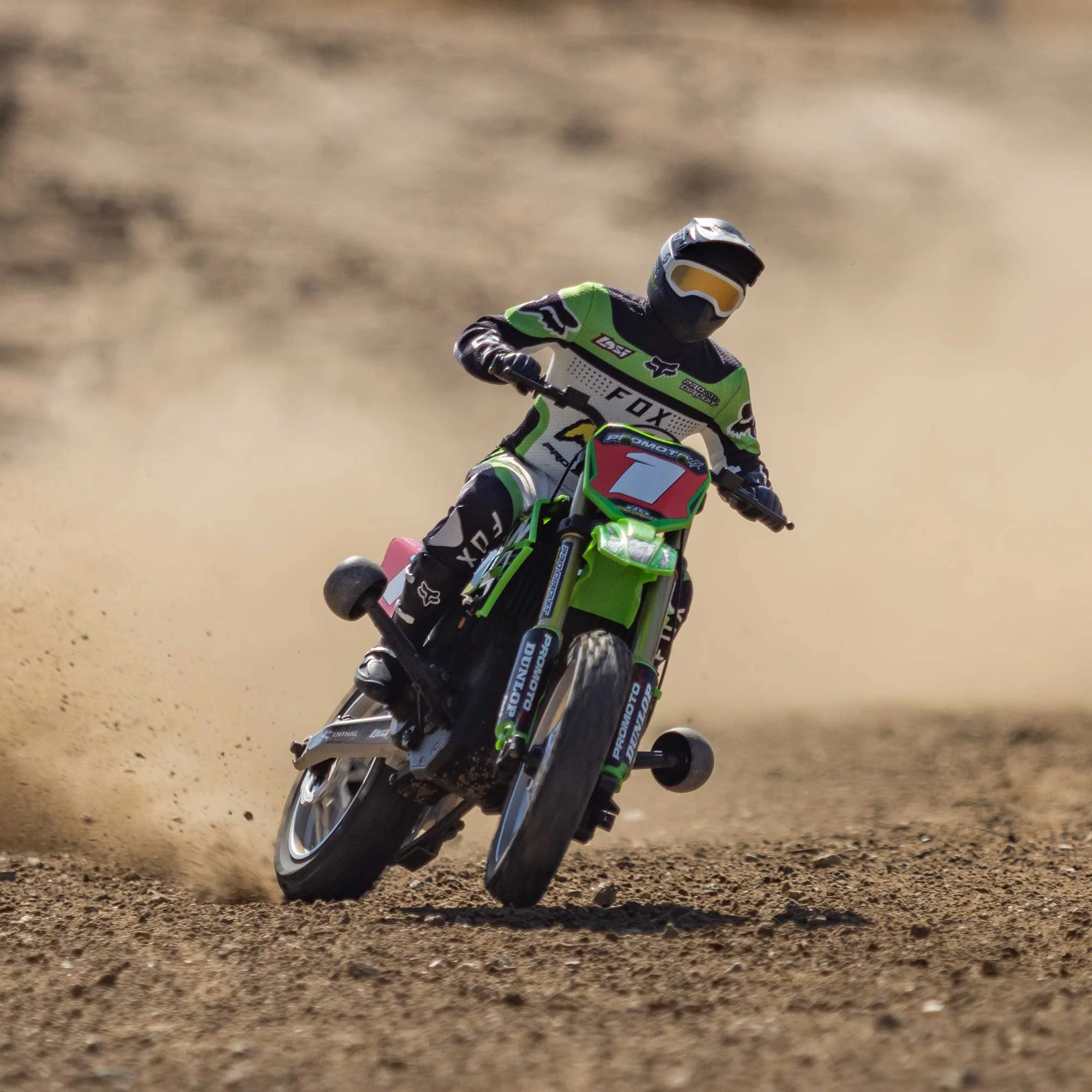 Losi RC Motorcycle Promoto-MX 1/4 Motorcycle Ready-To-Run Combo Includes Battery and Charger Pro Circuit LOS06002 Green Other Gas Tank Motorcycle etc.